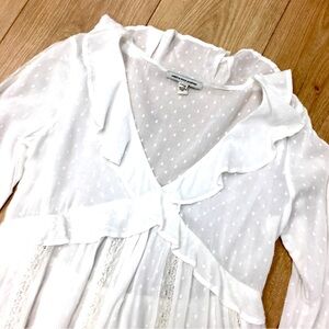 American Eagle Outfitters white boho peasant bohemian festival shirt top small